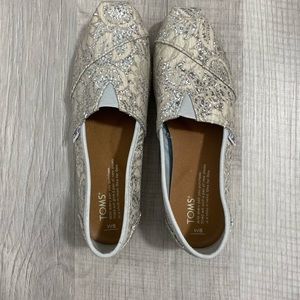 Toms Silver Glitter Flats